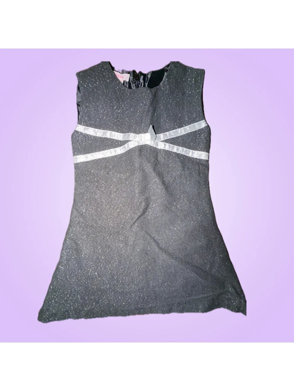 L’Infant Love Girls 18M Black and Silver Sparkle Sleeveless Party Dress